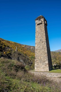 Chechen watchtower in the chechen mountains near Itum Kale