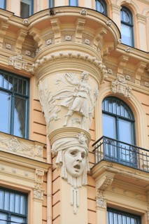 Art Nouveau facade of the house Alberta iela 13 or Albert Street 13