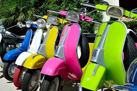 Colourful Vespa scooters
