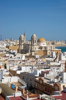 View from Torre Tavira tower to Cadiz Cathedral