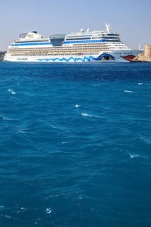 Cruise ship Aida Diva in the harbour of Rhodes
