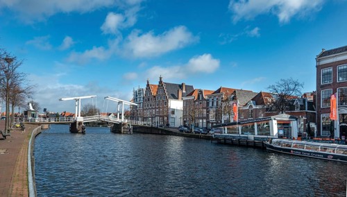 Drawbridge Gravestenenbrug over river Binnen Spaarne