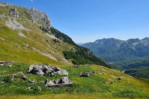 View over the ruins of Katun Carine towards Albania