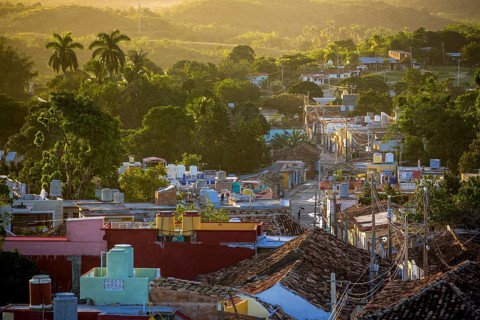 View from the bell tower of the church Convento de San Francisco de Asis onto the city