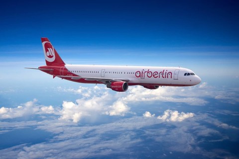 D-ALSA Air Berlin Airbus A321-211 in flight above clouds