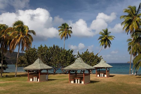 Barbecue huts on the beach