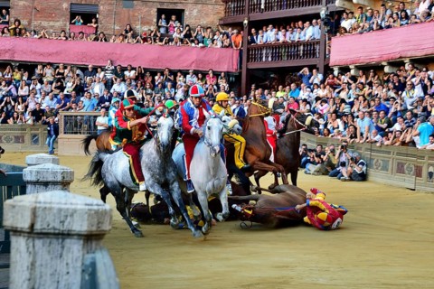 Accident during a training run of the historical horse race Palio di Siena
