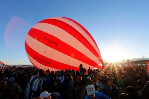 Hot air balloon launch for the morning patrol at sunrise