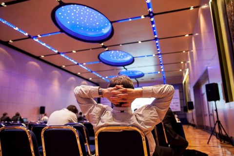 Business man during a conference presentation