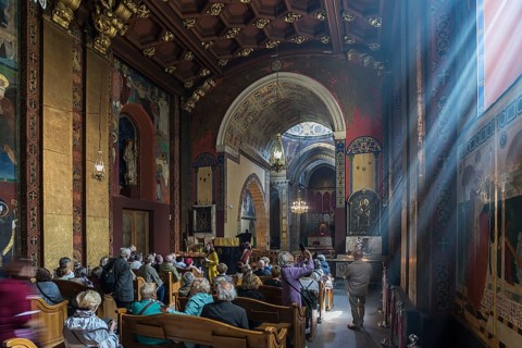 Travel group in the sanctuary
