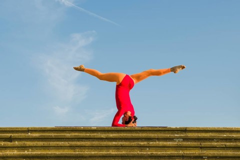 Young woman practising Hatha yoga