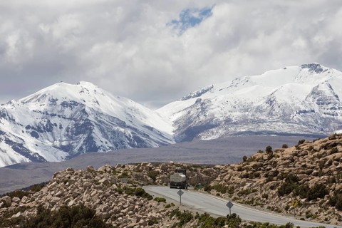 Road to Bolivia at Lake Chungara