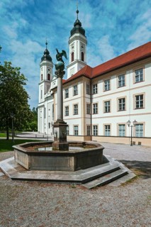 Fountain and Irsee Abbey