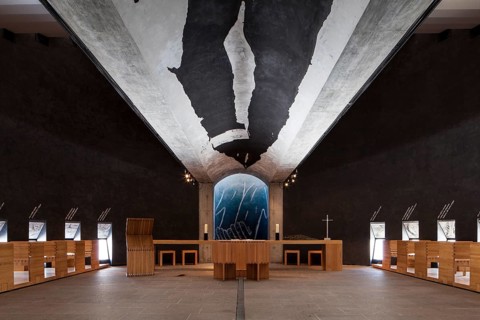 Interior of the Capella Santa Maria degli Angeli by architect Mario Botta