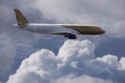 A9C-AM Gulf Air Airbus A320-214 in flight
