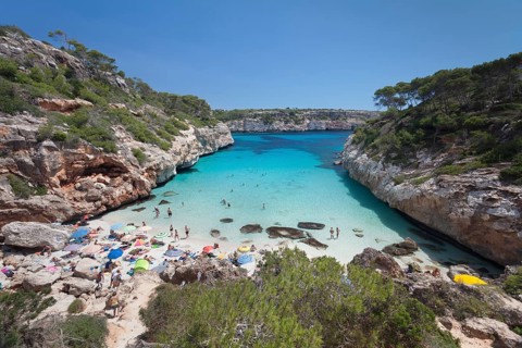 Bay and beach of Cala d'es Moro in Cala S'Almonia