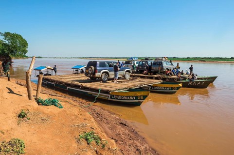 Four wheel drive car on a ferry