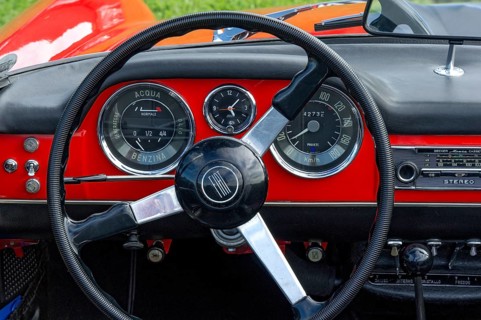 Dashboard of a vintage Fiat 1500 Spider