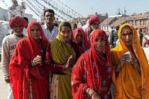Indian pilgrims in the Boudhanath Stupa