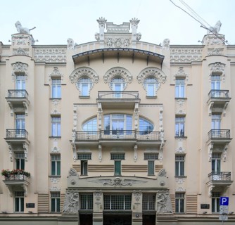 Art Nouveau facade of the house Alberta iela 4 or Albert Street 4