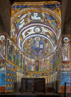 Projection of the frescoes in the Romanesque church of Sant Climent de Taull