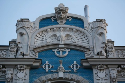 Art Nouveau facade of the house Eliza iela 10b or Elizabeth Street 10b