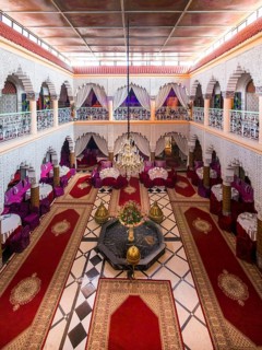 Courtyard and restaurant of a Riad