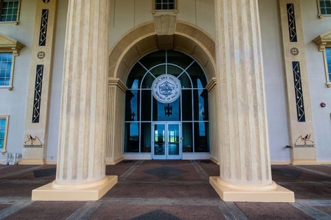 Entrance of the Parliament building of Palau