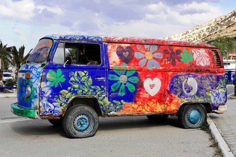 Old painted VW camper van