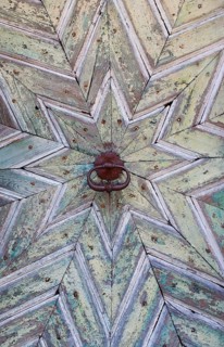Old weathered wooden door