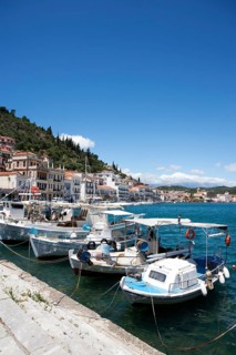 Harbour promenade with fishing boats
