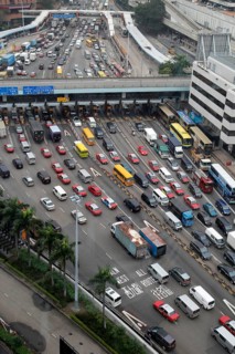 Traffic jam at the tollgate for the Cross-Harbour Tunnel