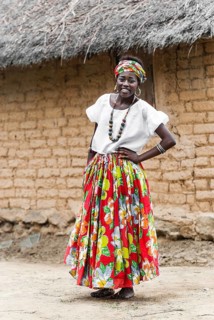 Jongueira woman wearing traditional African dress at the Jongo Festival in Quilombo Sao Jose da Serra