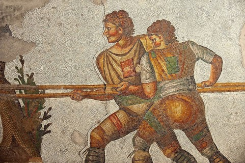 6th century Byzantine Roman mosaic of hunters