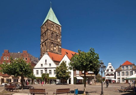 Historical market square with Church of St. Dionysius