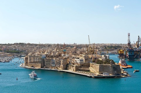 View of the historic centre of Senglea from Valletta