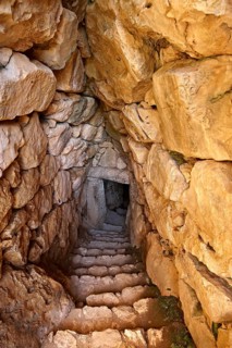 Entrance to Mycenae water cisterns for underground water storage