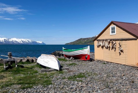 Fisherman's hut with boats and the sea