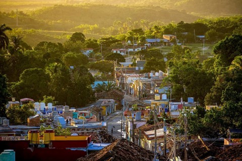View from the bell tower of the church Convento de San Francisco de Asis onto the city