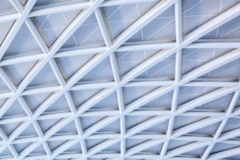 Modern roof construction by John Mc Aslan at King's Cross Station