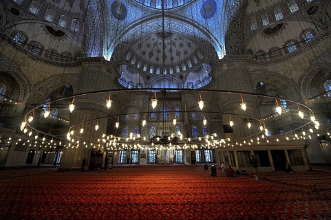 Prayer room with red carpet