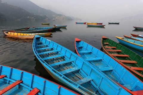 Colourful boats on Phewa Lake