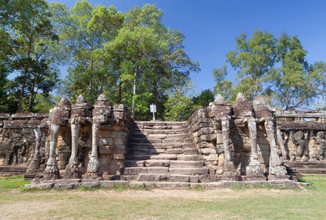 Elephant trunks at the central stairwell of the Terrace of the Elephants