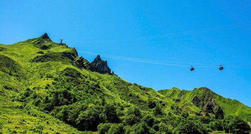 View on Puy de Sancy with cable car