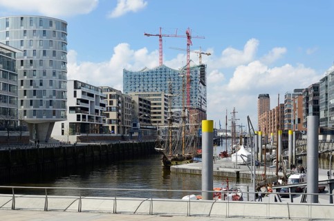 Ships are moored in the Tall Ship Harbour