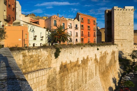 Evening light at Torre del Elefante in the Castello quarter of Casteddu