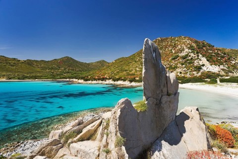 Granite pinnacle on the beach of Punta Molentis