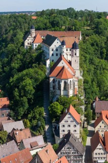 View towards Haigerloch Castle and the Pilgrimage Church of St. Anna