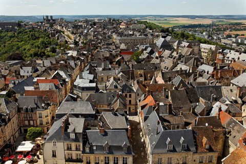 View of the historic district as seen from the southern tower of the westwork of Laon Cathedral