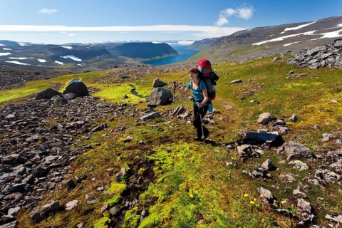 Young woman trekking